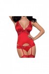 Obsessive Ensemble de Lingerie 2 pièces: guêpière ou Corset avec String dans Un Coffret Cadeau, Rouge Dentelle, S-M