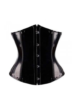 ZJY Corset Sexy PVC Noir Vinyle Goth Corsets Fancy Dress Rouge Taille Bustie Color : Black, Taille : M 
