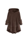 Sweat a Capuche, Sweat-Shirt à Capuche Femme Pull Cachemire Long Manteau Bouton Parka Fourrure Sweat Shirt Ado Fille Veste Po