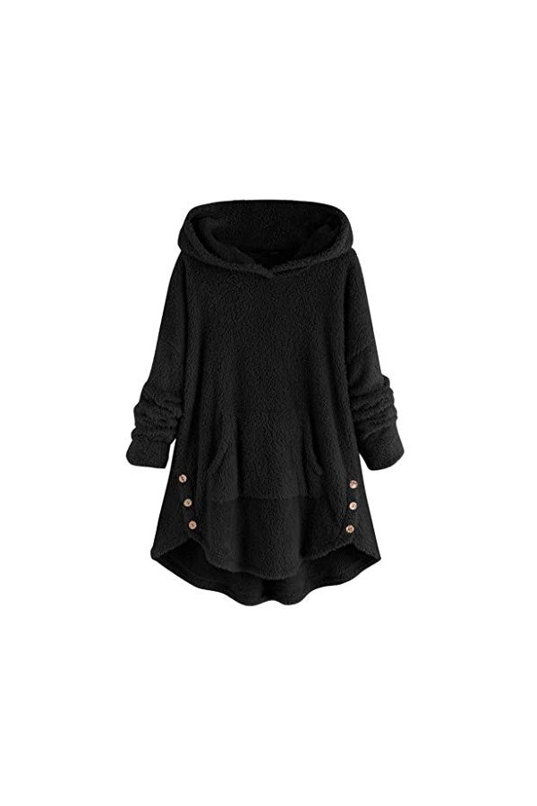 Sweat a Capuche, Sweat-Shirt à Capuche Femme Pull Cachemire Long Manteau Bouton Parka Fourrure Sweat Shirt Ado Fille Veste Po