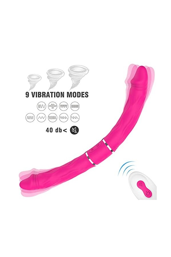 Gode Ventouse Double Super Longue Double tête étanche pour Les Personnes Sangle de Corps Mains Libres épaisse Flexible Amusan