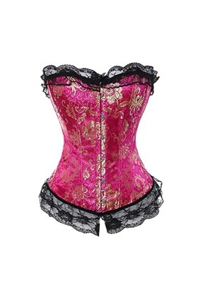 KEMNET Corsets en dentelle sexy for femmes Color : Red, Size : XXL 