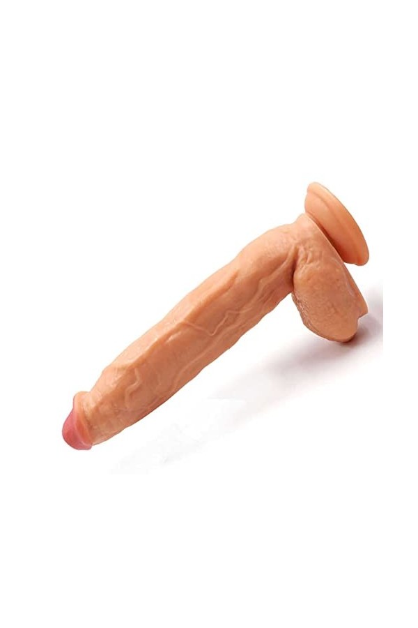 Godes pour Femme Realiste Penis Va Et Vient Ventouse, Godemichet Silicone Souple pour Homme Anale Canne de Massage,Peau Godem