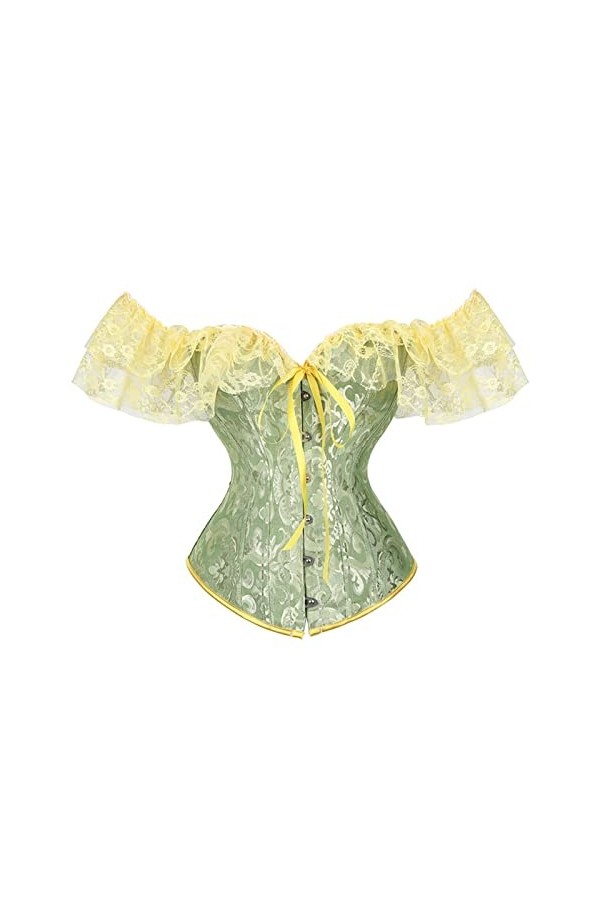 KEMNET Corset à manches courtes Corsets Overbust Sexy Color : Black, Size : M 