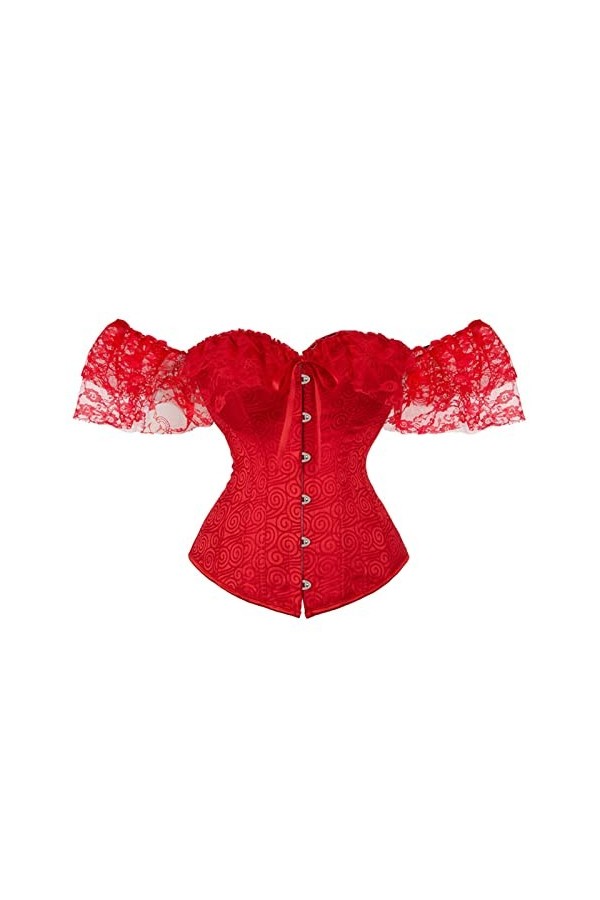 KEMNET Corset à manches courtes Corsets Overbust Sexy Color : Black, Size : M 