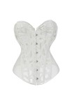 WSZJLN Gros Noir Blanc Femmes Respirant Shapwear Costumes Sexy Maille Corselet Évider Corset Bustier Top 6XL-Blanc-M