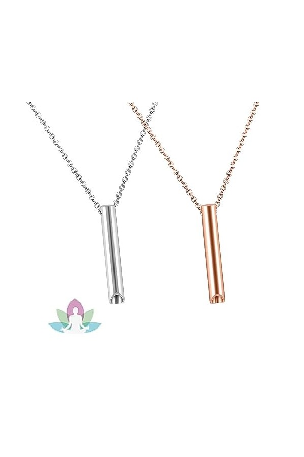 Stress Relief Mindful Breathing Collier en acier inoxydable Exercices de respiration Portable Collier pour homme et femme Méd