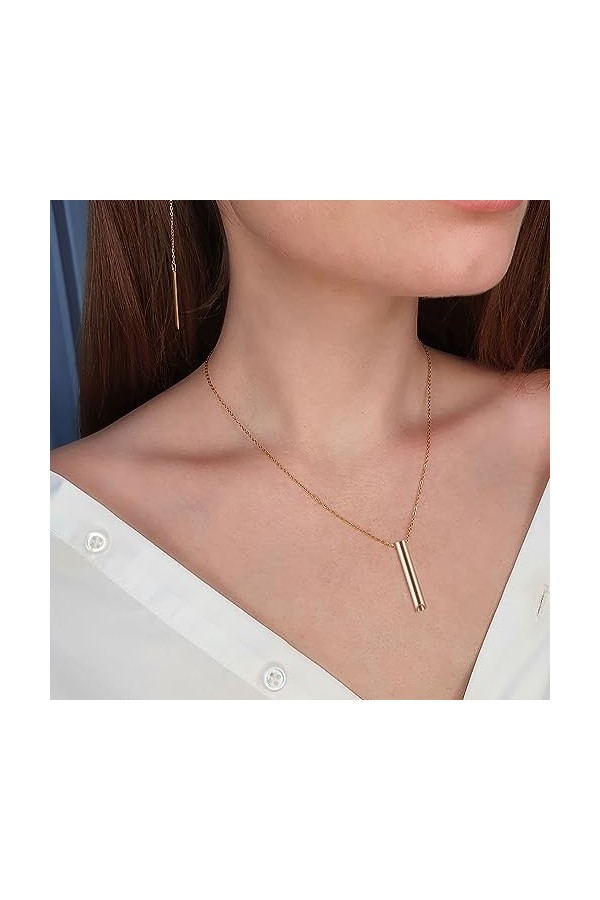 Stress Relief Mindful Breathing Collier en acier inoxydable Exercices de respiration Portable Collier pour homme et femme Méd