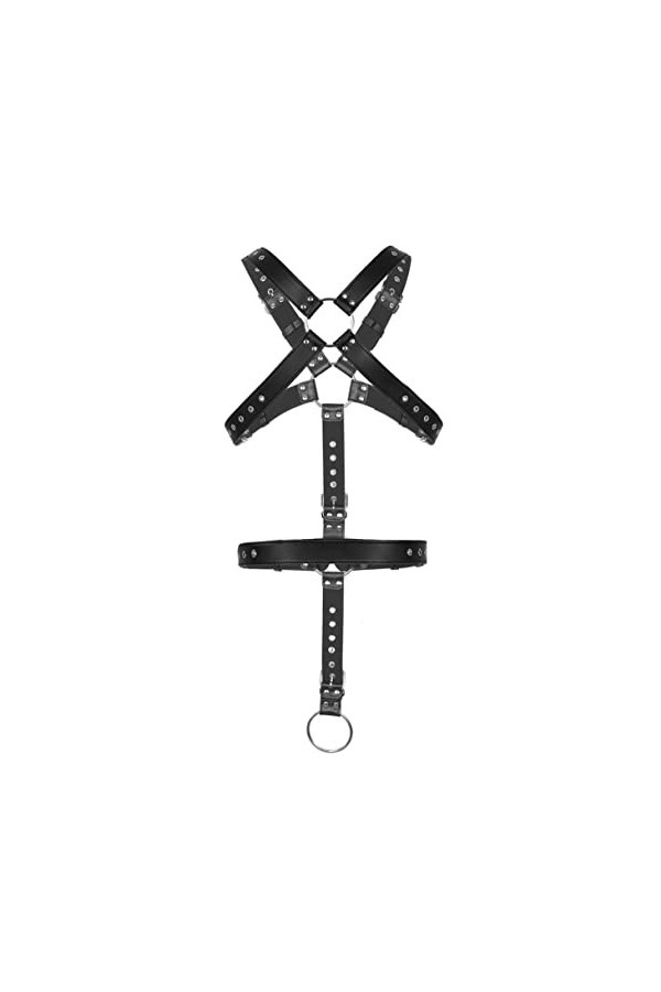 ranrann Harnais de Poitrine en Cuir pour Homme Harnais Réglable Boucle Bretelle dépaule Bandage Costume Clubwear Type 8 Tai