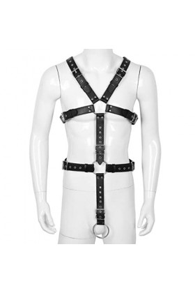 ranrann Harnais de Poitrine en Cuir pour Homme Harnais Réglable Boucle Bretelle dépaule Bandage Costume Clubwear Type 8 Tai
