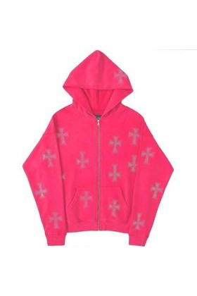 WSZJLN Hip Hop Joggers Sweat Mode Coréenne Punk Sport Manteau Pull Strass Gothique Manches Longues Zip Sweat à Capuche Y2k Ve