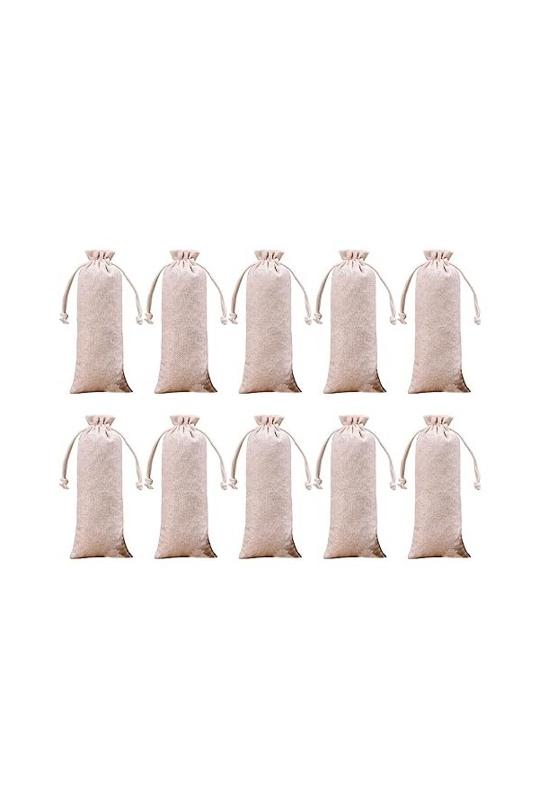 rongweiwang 10 pièces pochette à cordon lin peigne bijoux sac rangement ornements corde ronde breloque emballage mariage bonb