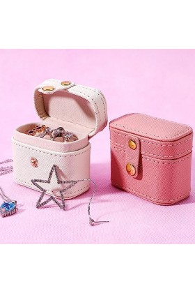 eexuujkl Mini boîte de rangement bijoux voyage grilles étui maquillage cosmétique pendentif Bracelet à la mode conteneur cade