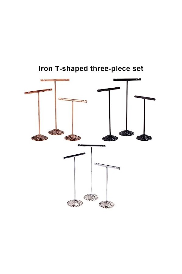 YIUPEDRFG 3 pièces/ensemble bijoux présentoir en forme de T collier pendentif support montre bracelet bandeau support organis