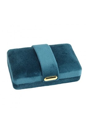 Allayu Boîte à bijoux carrée en velours attache en métal étui pour bague de mariage organisateur de boucle doreille porte-ca