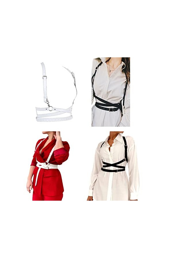 tixoacke Harnais en Cuir pour Femmes Punk Harnais Punk Cuir Harnais Ceinture sous Le Buste Corset Haut avec Sangle Punk Corps