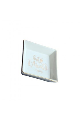 eexuujkl Organisateur de chaîne de boîte de plateau de bijoux de plat danneau en céramique pour la décoration, Gold Edge/mei