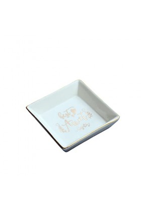 eexuujkl Organisateur de chaîne de boîte de plateau de bijoux de plat danneau en céramique pour la décoration, Gold Edge/mei