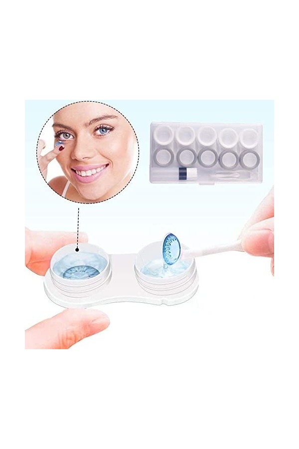 Sanfly Étui à lentilles de Contact 5 pièces/Ensemble Mini Yeux boîte de Support de conteneur de lentilles de Contact étui Por