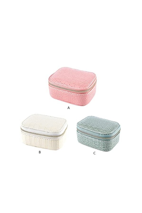 BOKIOESDE Boîte à bijoux de voyage organisateur fermetures à glissière décoration vitrine pratique boucle doreille mallette 
