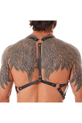 JEATHA Harnais de Corps Homme Sexy Faux Cuir Harnais de Poitrine Armure Brassard Haut Bondâge Gothique Punk Cosplay Costume G
