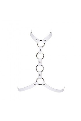 PETMHS Soutien-Gorge Harnais en Cuir pour Femmes Harnais en Simili Cuir Punk Gothique Accessoires Festival Rave Costume Blan