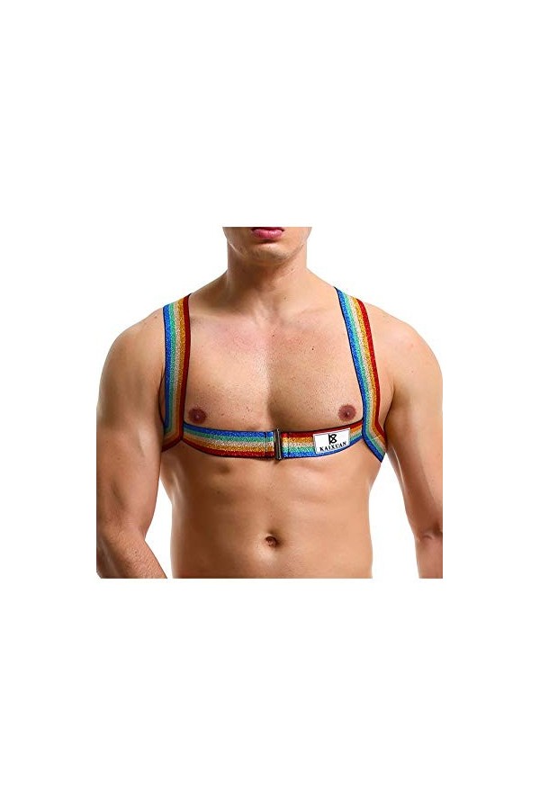 Legou Harnais pour homme avec anneau en fer - Ceinture élastique résistante à lusure - Doux et sexy - Jaune - Medium