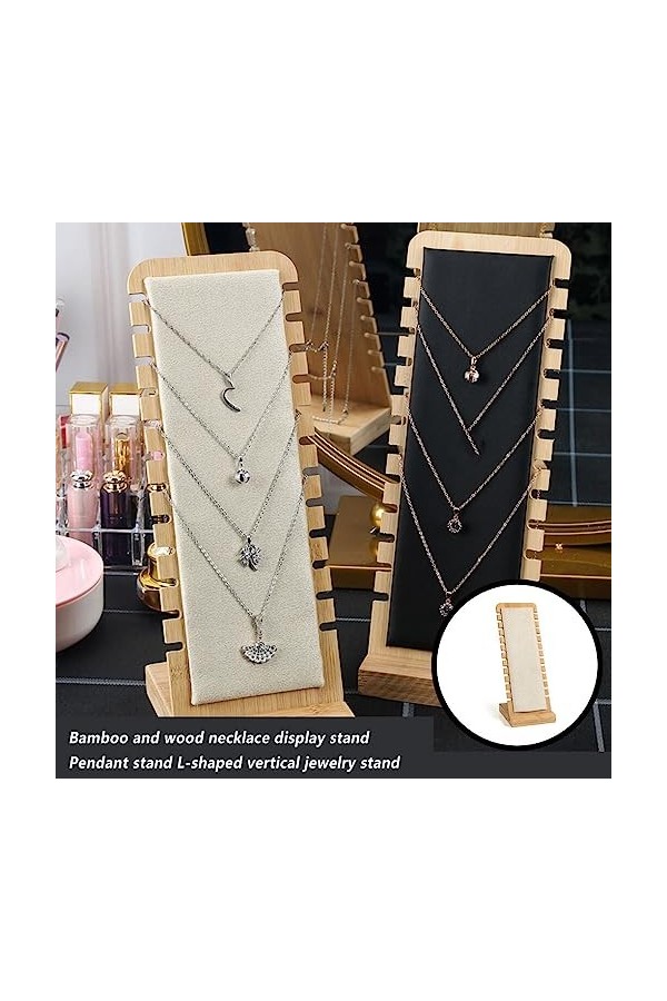 lmoikesz Bijoux présentoir collier affichage pendentif tour de cou chevalet porte-bijoux fendu maison commode vitrine, Beige