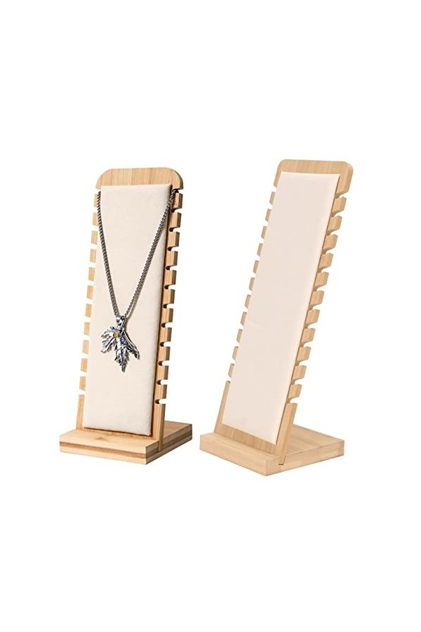 Présentoir de Collier en Bambou, présentoir de Collier Professionnel Portable Beige Organisateur détachable pour Bracelet pou