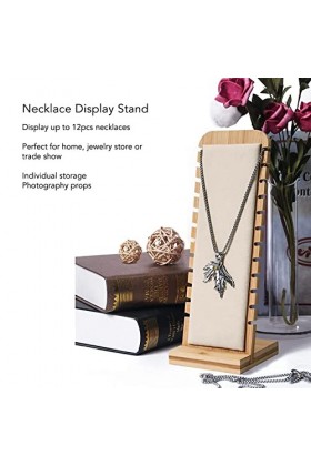 Présentoir de collier, organisateur sûr de présentoir de collier de bambou beige élégant pour lexposition
