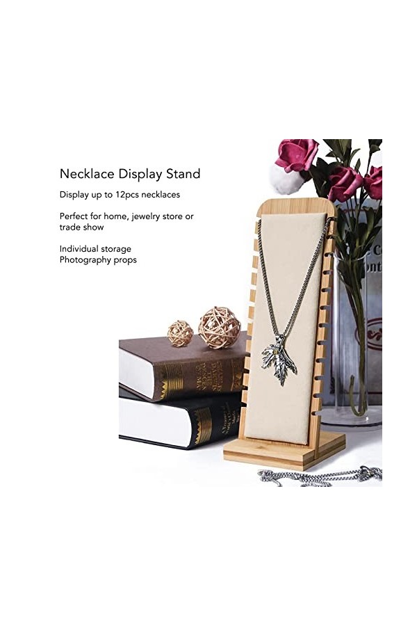 Présentoir de collier, organisateur sûr de présentoir de collier de bambou beige élégant pour lexposition