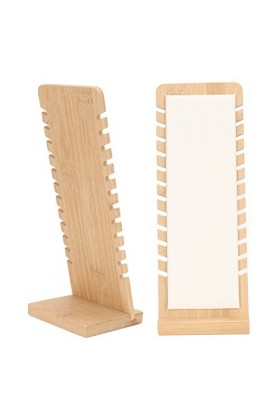 Présentoir de Collier, Support de Collier en Bambou élégant Blanc Exquis Organisateur en Cuir PU détachable pour la Maison