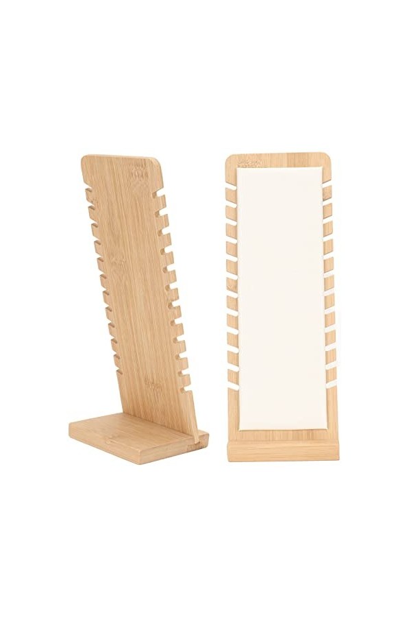Présentoir de Collier, Support de Collier en Bambou élégant Blanc Exquis Organisateur en Cuir PU détachable pour la Maison