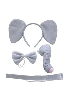 Qianly Éléphant Oreilles Bandeau Nez Nœud Papillon Accessoires de Queue Bande de Cheveux Décorative Cerceau de Cheveux Mignon