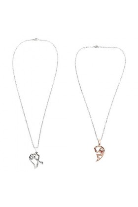 CLISPEED Correspondant À Colier Homme Colliers de Couples 2Pcs en Acier Coeur Collier de Couple Correspondant pour Lui Et Son