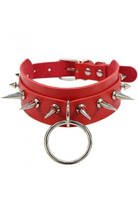 Wambere Collier gothique pour femme, style punk, chaîne clavicule, sexy, jupe, ceinture, anneau torique, rivet, collier régla