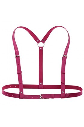 Corset punk taille près beau dos poitrine sangle bretelles mode porter porter corps harnais laçage sexy bretelles ceinture, R