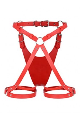 JanJean Femme String En Similicuir Ceinture Harnais Sexy String Chaîne De Taille Sexy Sous Vêtement Harnais De Corps Accessoi