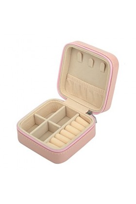 WUUISDNX Boîte de rangement pour colliers avec organisateur à fermeture éclair Porte-bijoux pour boucles doreilles Blanc, Ro