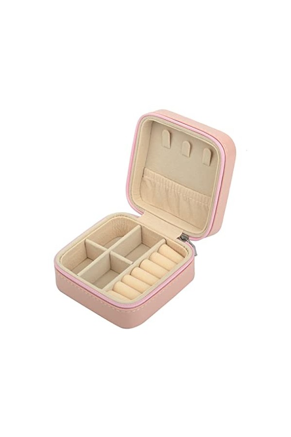 WUUISDNX Boîte de rangement pour colliers avec organisateur à fermeture éclair Porte-bijoux pour boucles doreilles Blanc, Ro