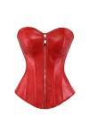 Corset sexy pour femme - Corset gothique en cuir - Lingerie grande taille - Rouge - XL