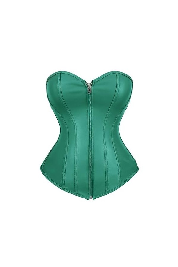 Corset sexy pour femme - Corset gothique en cuir - Lingerie grande taille - Rouge - XL
