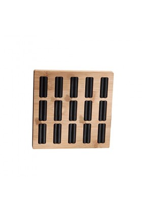 FIOERDTUIE 15 fentes en bois plateau anneau organisateur multifonction vitrine comptoir Table , Bois/Noir