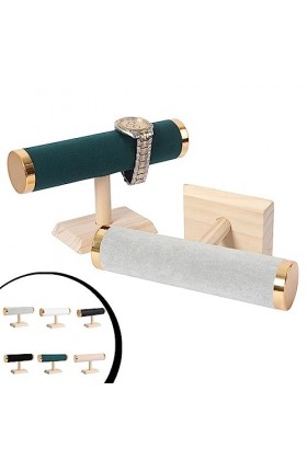 vreplrse Bijoux Présentoir Bracelet Support Suspendu T Bar Bracelet Magasin Vitrine Commode En Cuir Bois Titulaire Accueil Or