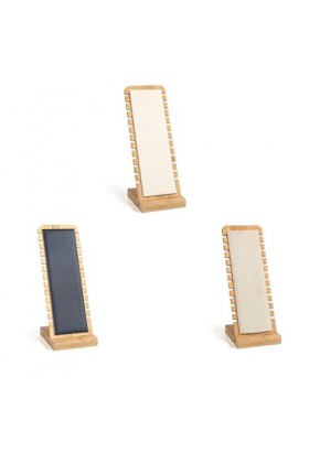 IOIUSKKU Présentoir à bijoux en bois de bambou Collier en forme de L Affichage Bracelet Porte-bijoux Organisateur à fente Com