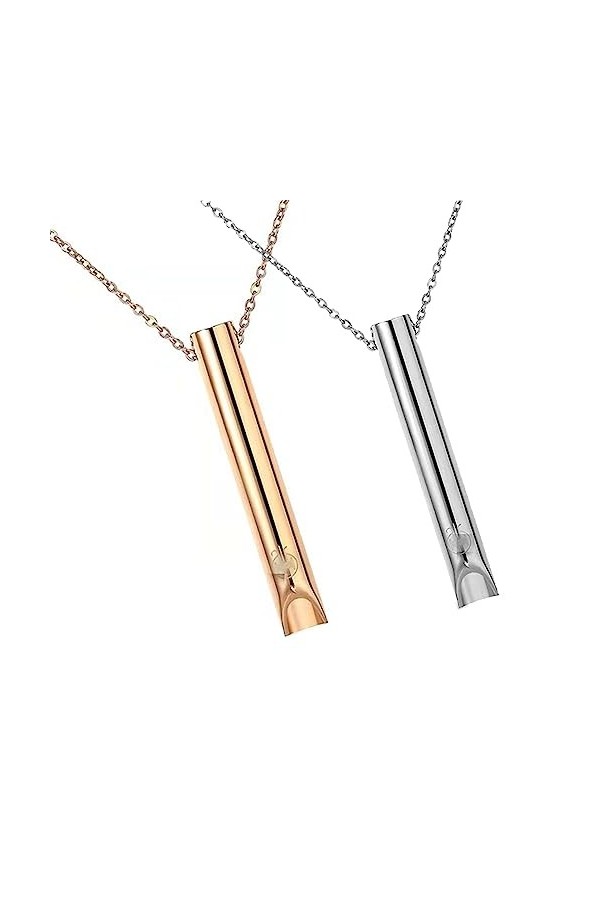 NUMAD 2PCS Collier de Soulagement de lAnxiété,Collier de Sifflet Apaisant En Acier Inoxydable,Collier Conscient Anti-Stress,