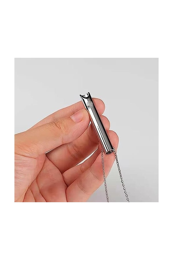 NUMAD 2PCS Collier de Soulagement de lAnxiété,Collier de Sifflet Apaisant En Acier Inoxydable,Collier Conscient Anti-Stress,