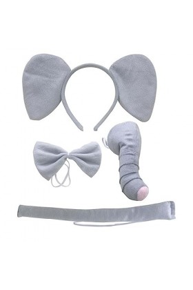 Éléphant Oreilles Bandeau Nez Nœud Papillon Queue Éléphant Costume Accessoires Léger Bandeau Dessin Animé Cosplay Photo Props