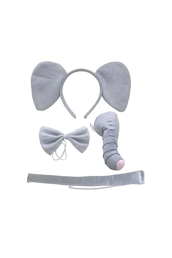 Éléphant Oreilles Bandeau Nez Nœud Papillon Queue Éléphant Costume Accessoires Léger Bandeau Dessin Animé Cosplay Photo Props