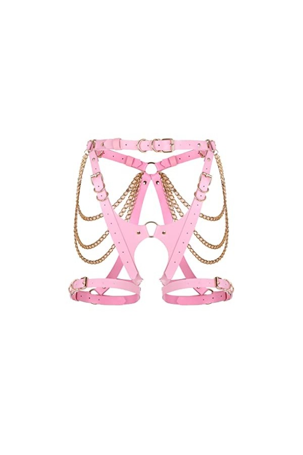 JanJean Femme String En Similicuir Ceinture Harnais Sexy String Chaîne De Taille Sexy Sous Vêtement Harnais De Corps Accessoi